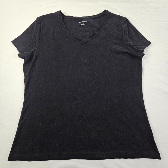 croft & barrow Tops - Croft & Barrow Black Short Sleeve Cotton V-Neck T-Shirt Women's L